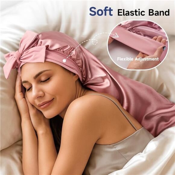 Momme Mulberry Silk Bonnet for Sleeping Women, Untangled Hair Care